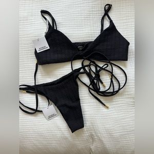 Monday swimwear brand new with tags chevron and gold detailing black bikini set